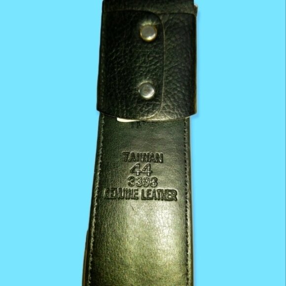 Genuine Men's Black Thick Leather 1½" Belt Size 44 - Picture 3 of 4